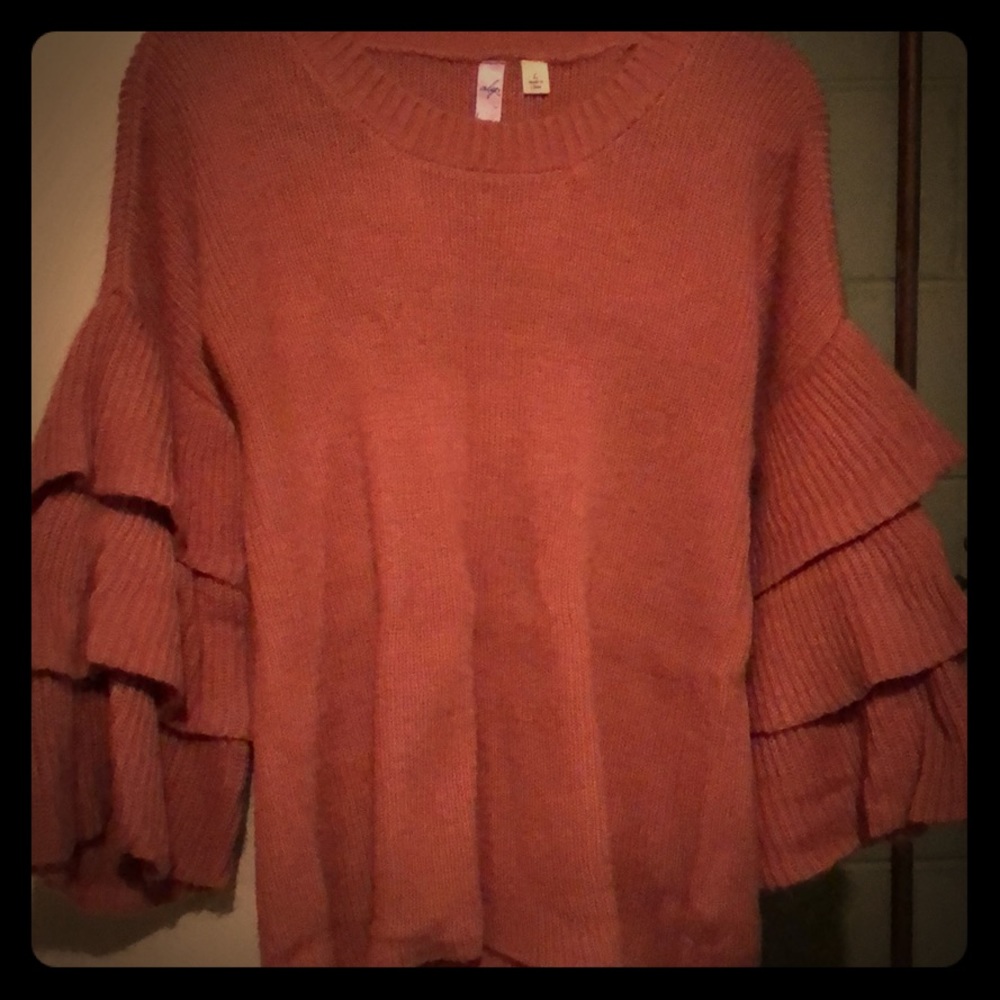 Pink Trumpet-Sleeve Sweater
